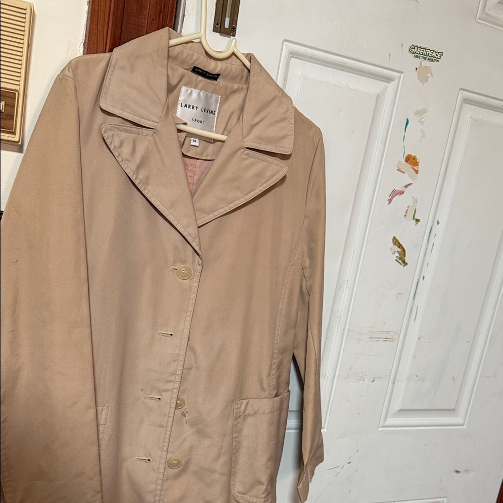 Larry Levine Beige Classic Trench Coat